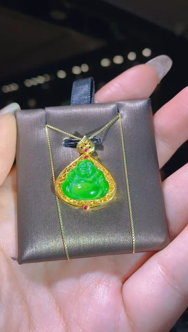 【闪购商品】翡翠吊坠(赠链)18K金镶嵌003（多样性发货）（赠金链）