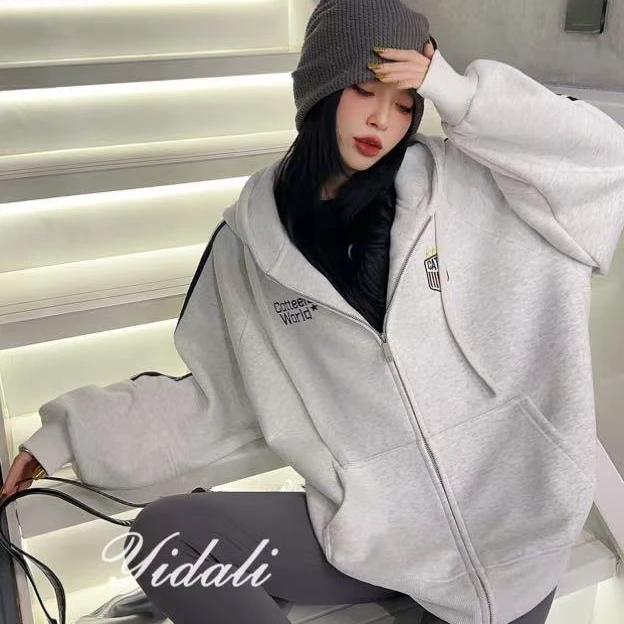 2025春季新款海盐白拉链学院风外套25090