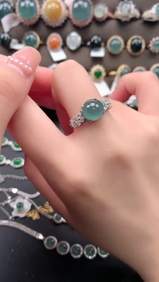 【闪购商品】翡翠戒指银S925镶嵌52141