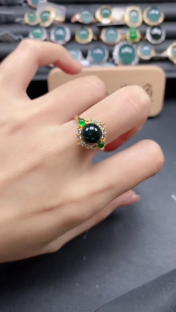 翡翠戒指银S925镶嵌51511-15