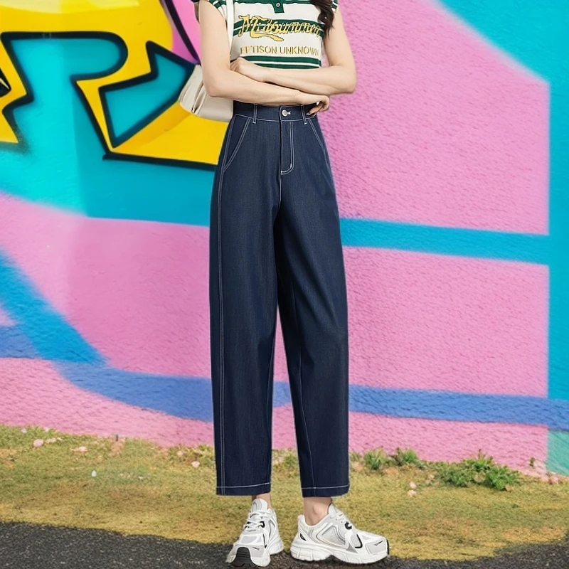 春夏季显瘦香蕉裤九分镰刀裤牛仔裤直筒宽松哈伦萝卜休闲裤子薄款