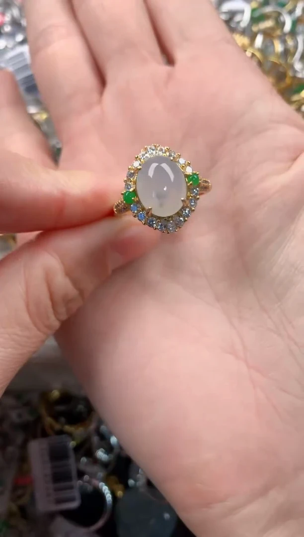 银S925镶嵌戒指翡翠444   3