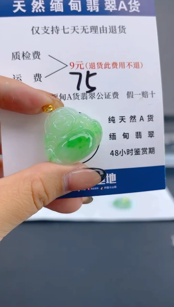 颈饰18K金镶嵌翡翠纯天然缅甸翡翠A货