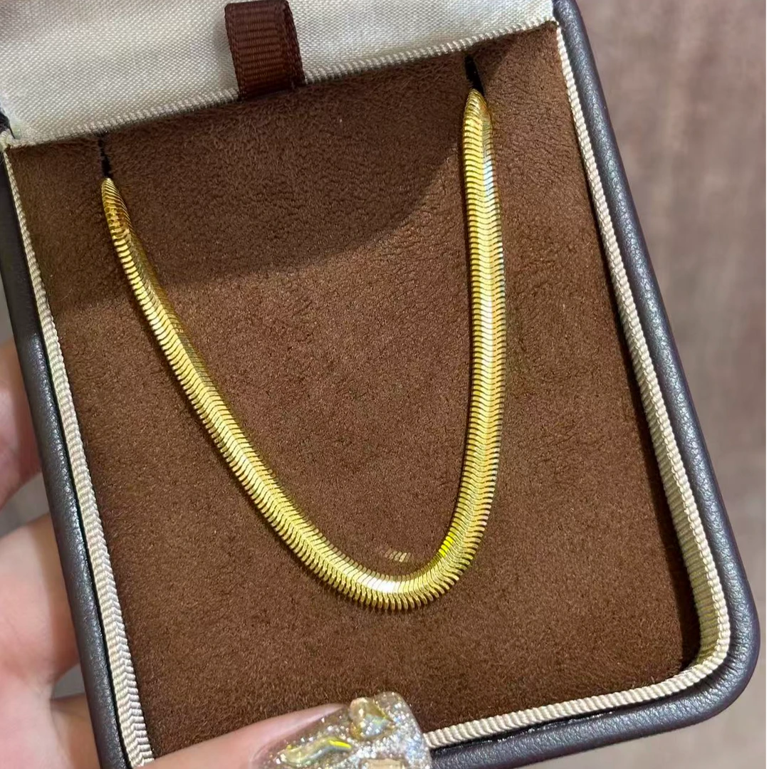【伟新源】足金999 5G工艺 经典简约 扁蛇骨项链（点击选择长度重量）