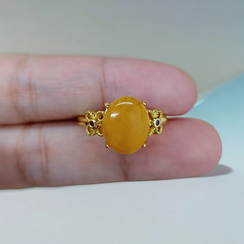 蜜蜡轻奢设计款戒指赠礼盒合金(多样性发) C01-170