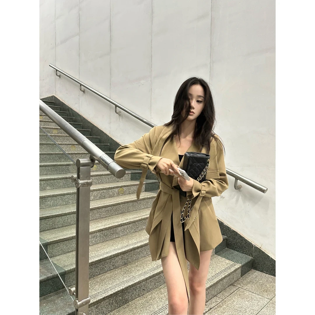 【小李包专属】古早风衣 荷叶领短款风衣