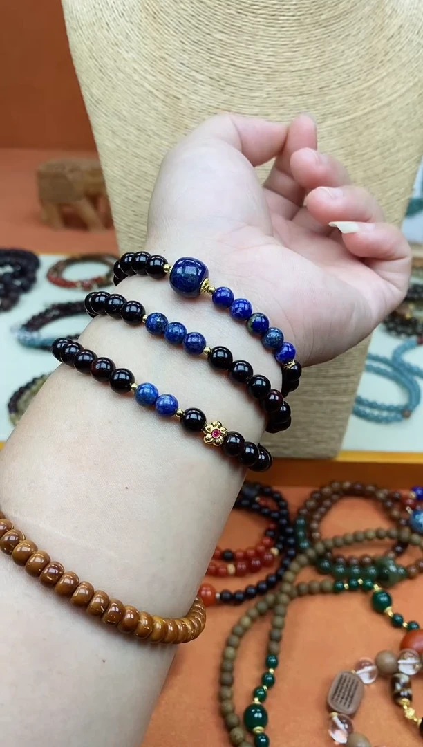 手串檀香紫檀（小叶紫檀）未镶嵌多圈印度小叶紫檀青金手串