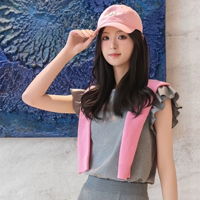 【商场同款】2025新款气质减龄领口花边袖口木耳边短袖T恤530047