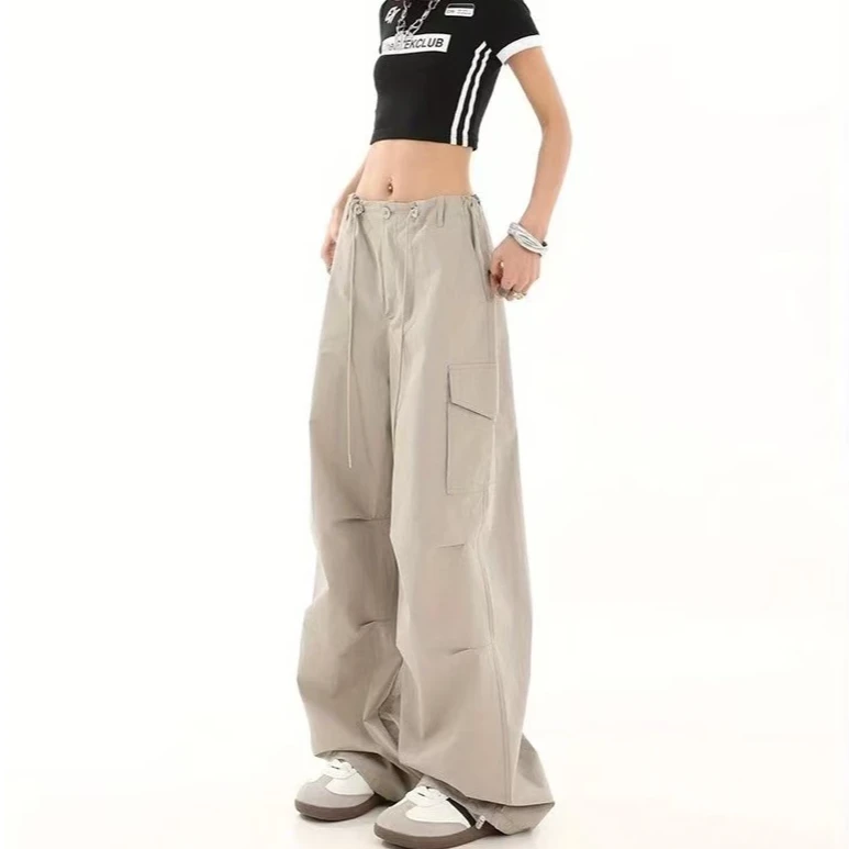 【小姨推荐】高个子加长定制休闲潮流抽绳皱感工装裤