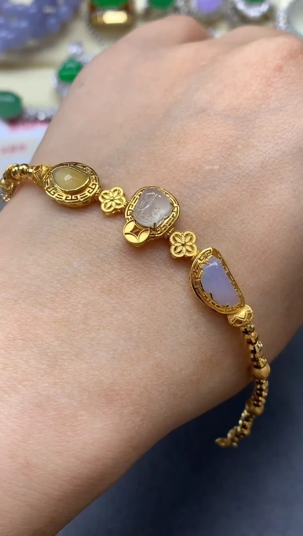 18K金镶嵌手链翡翠551-中国好珍宝