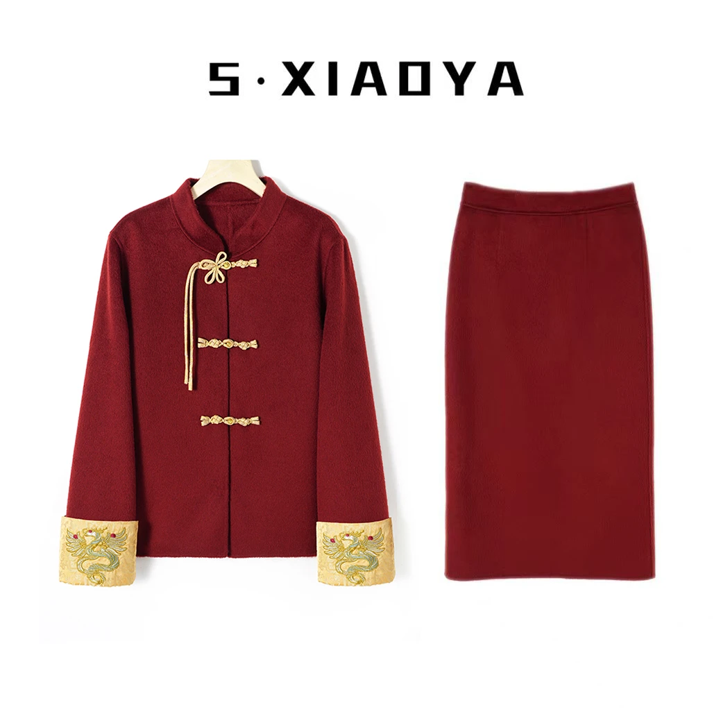 【小雅轻奢】原创设计师新中式国风秋冬绵羊毛套装885152