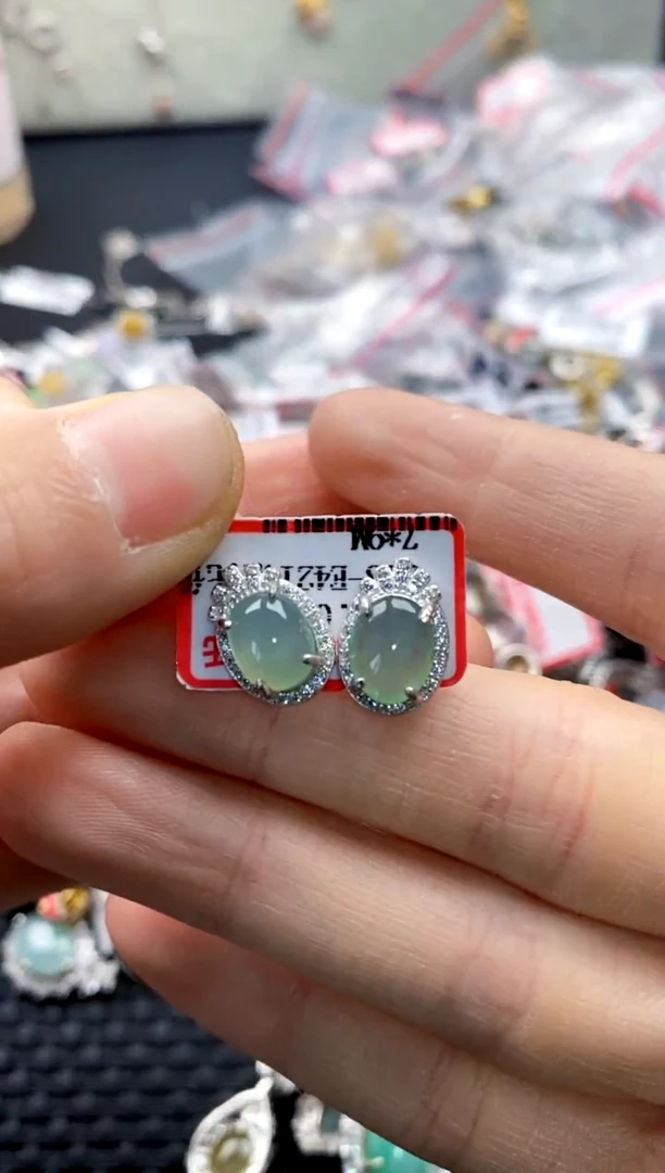 翡翠戒指银S925镶嵌33333---5