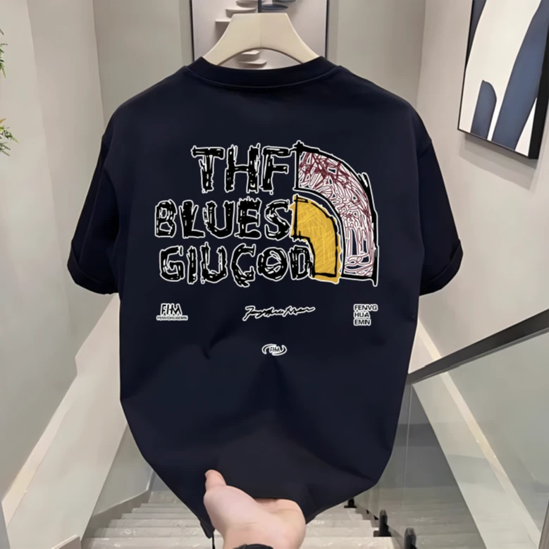 QUPENGME  设计师版男款纯棉T恤百搭时尚休闲DS-262