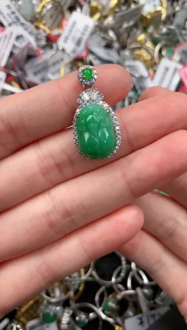 银S925镶嵌戒指翡翠111-6