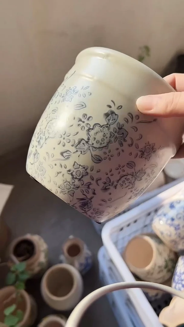 【闪购商品】陶瓷花盆高14cm内口12cm