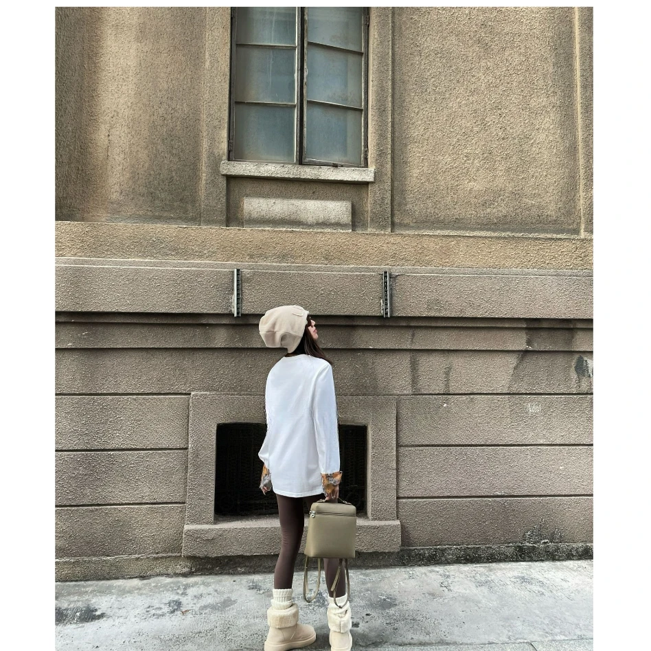 【柿子内搭】接袖卫衣女2025早春秋新款时尚休闲刺绣宽松百搭打底衫