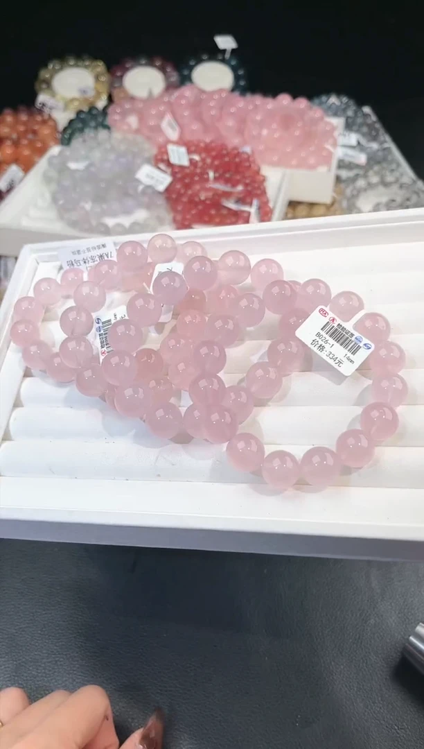 【闪购商品】水晶手链未镶嵌多样性发一粉晶14mm