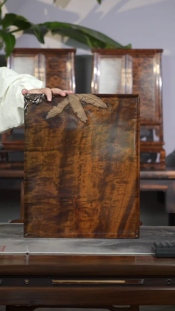 金丝楠556号阴沉满花纹芭蕉小品茶盘