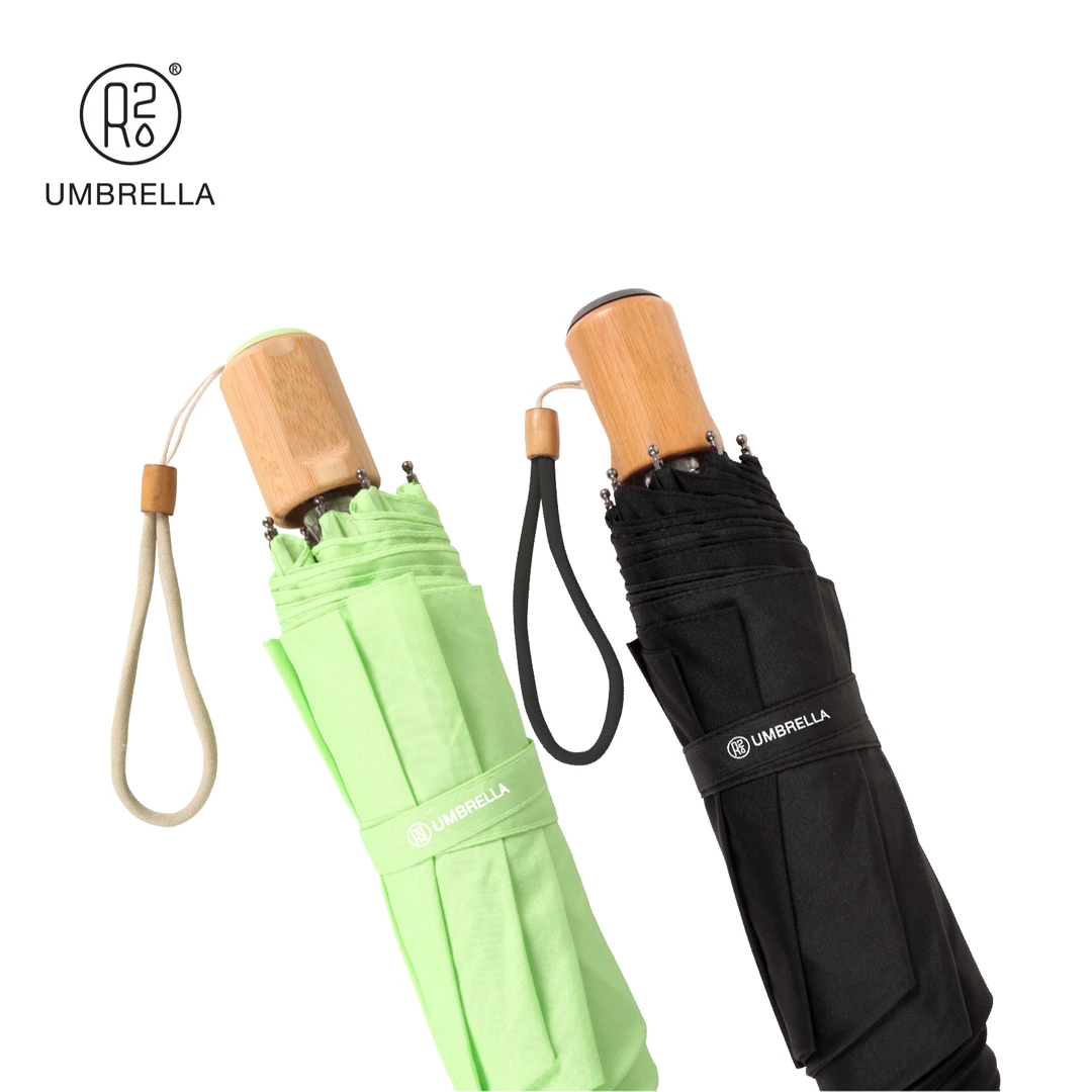竹语谷雨日系文艺竹木柄折叠抗风晴雨两用超轻便雨伞便携小巧雨伞