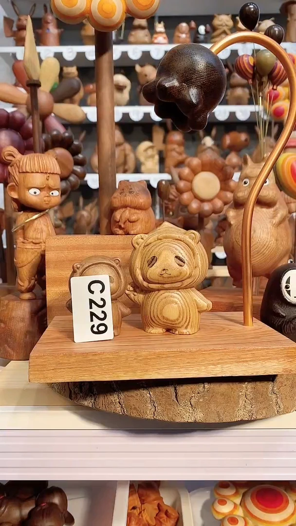 【闪购商品】木木雕摆件可爱卡通