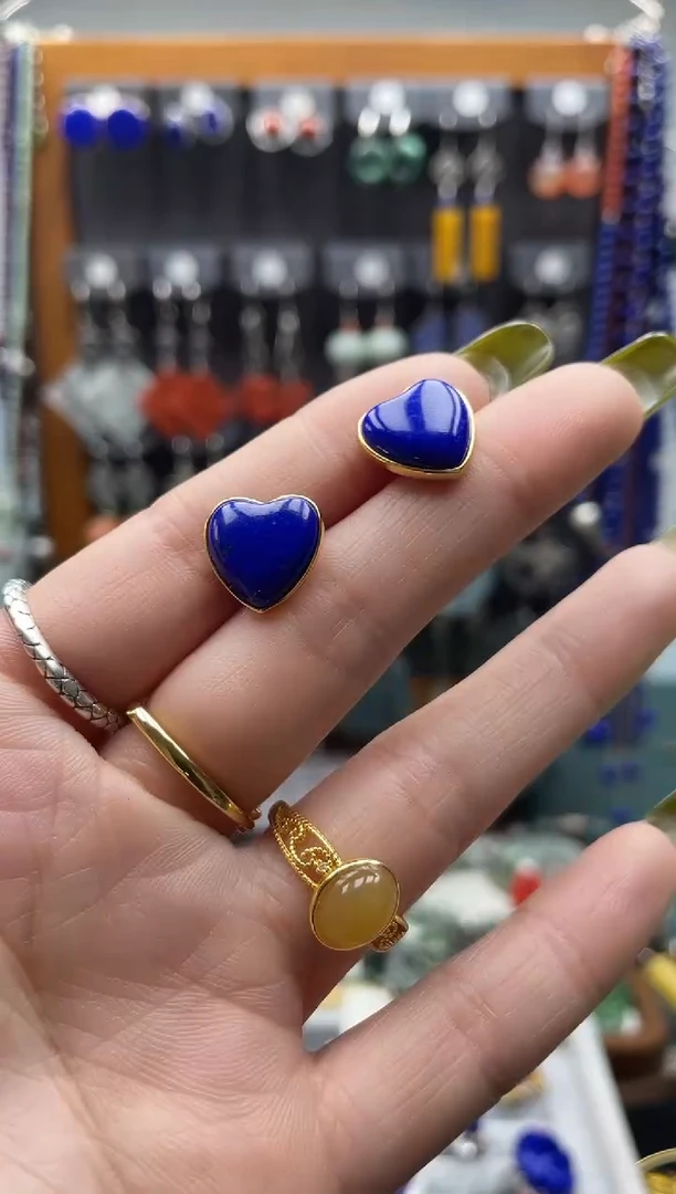 【闪购商品】青金石耳饰银S925镶嵌饰品