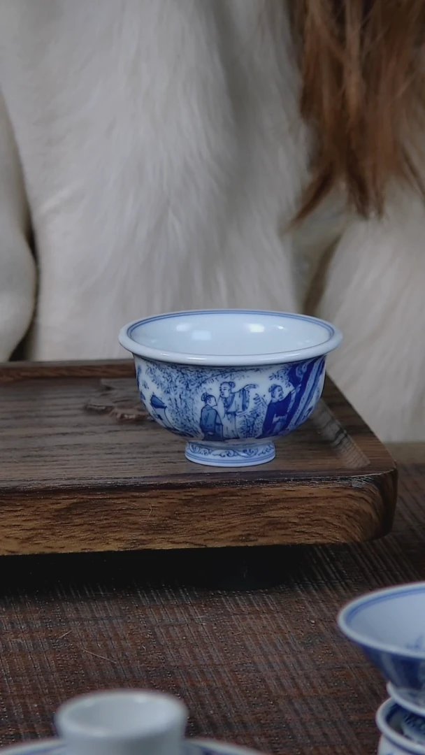 【闪购商品】折葵非器手工手绘竹林七贤小压手杯