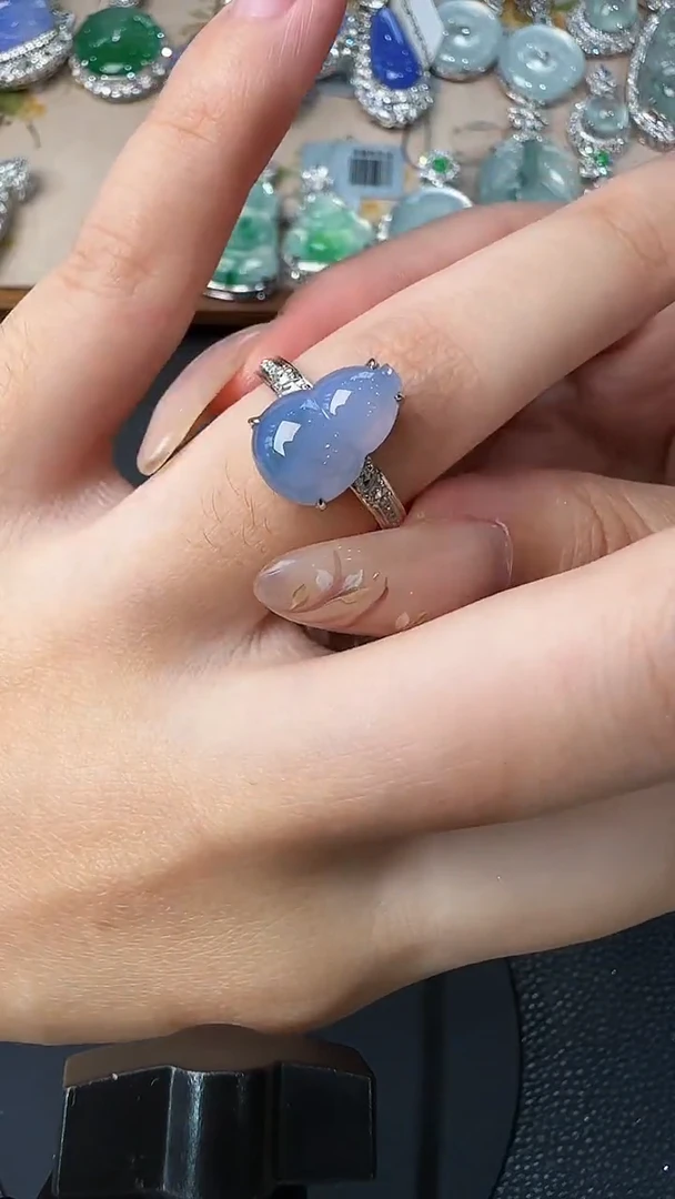 翡翠戒指18K金镶嵌戒指41