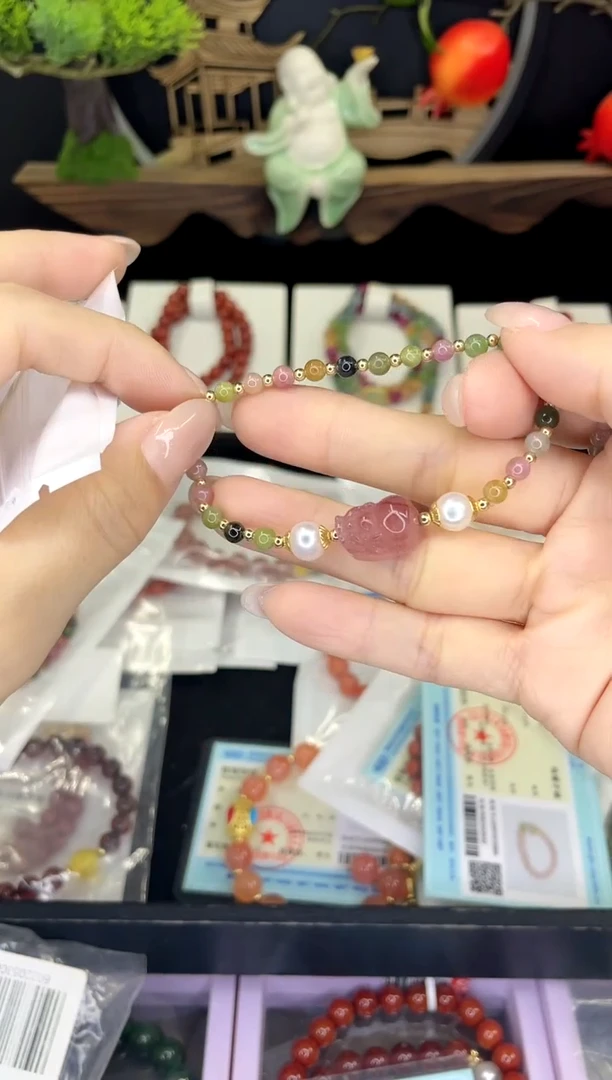 【闪购商品】碧玺手链银S925镶嵌碧玺手链