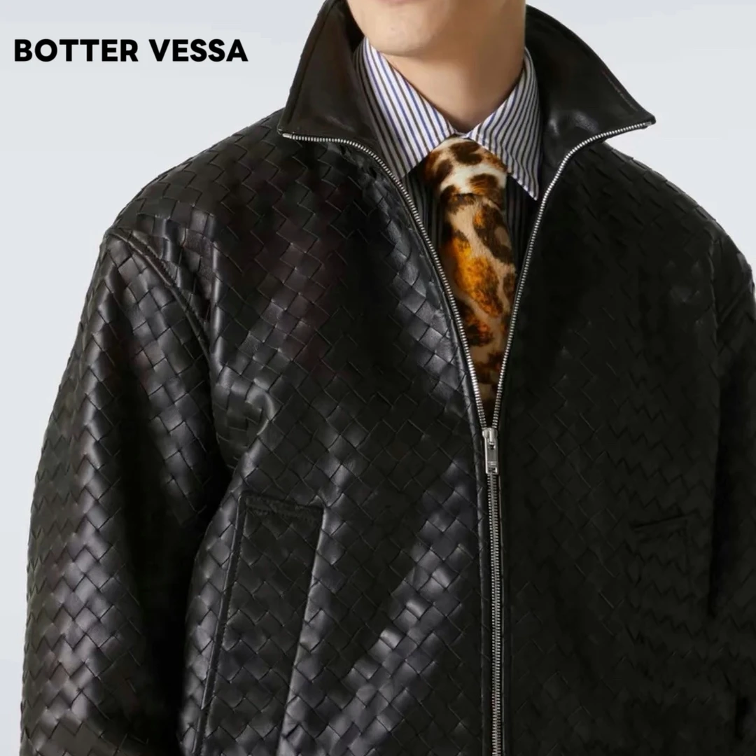 BV【官方正品】BOTTER VESSA保蝶2025秋冬手工编织翻领立领皮衣外套