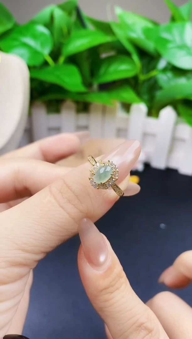 翡翠戒指银S925镶嵌12