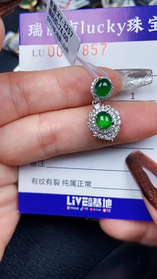 颈饰银S925镶嵌翡翠7857
