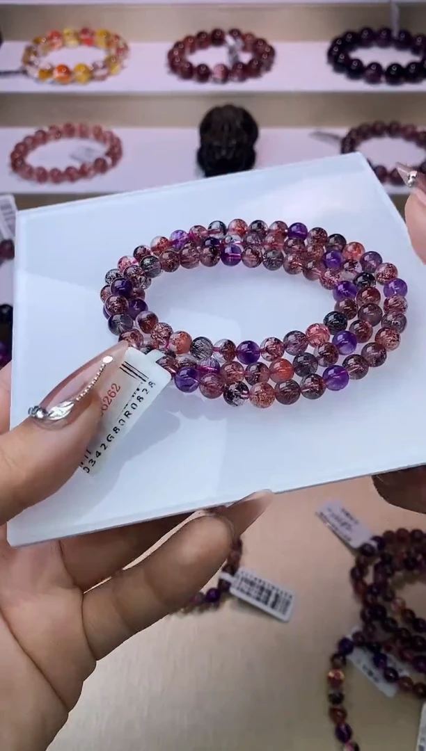 【闪购商品】水晶手链未镶嵌黑加仑超七多圈6m+