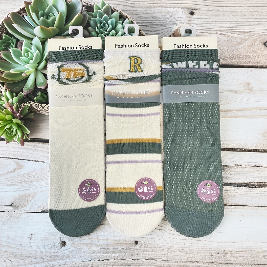 【女款 6双装】 春夏女时尚百搭女中筒清新网眼直板吸汗空调女棉袜