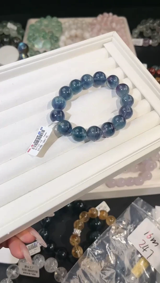 手链未镶嵌萤石多样性发一Q86蓝绿萤石14mm