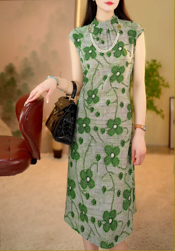 亮亮青萝·2025新款贵气复古优雅宽松遮肉显瘦斜襟茶服A-1