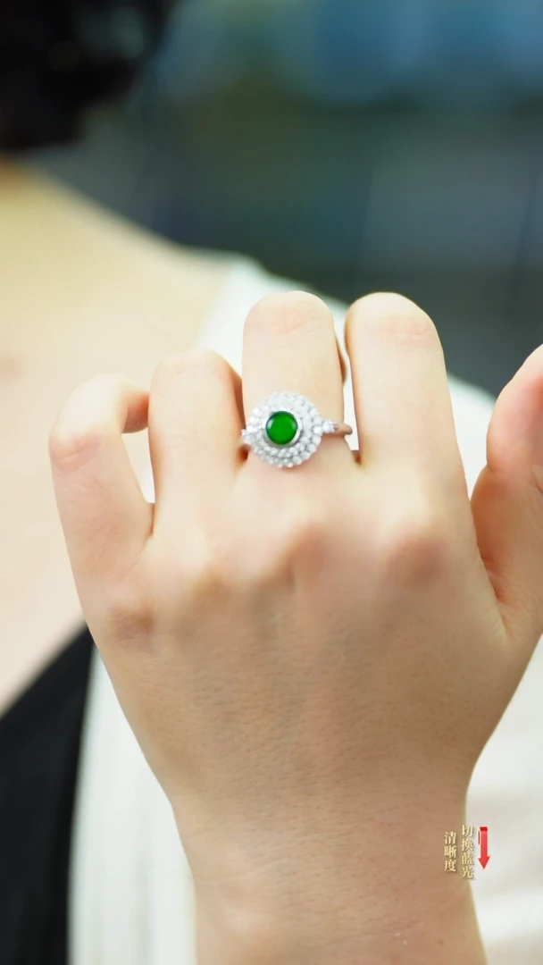 翡翠戒指银S925镶嵌0508-004