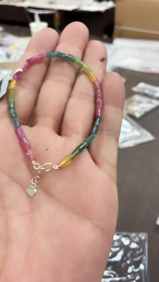 银S925镶嵌手串碧玺Y90