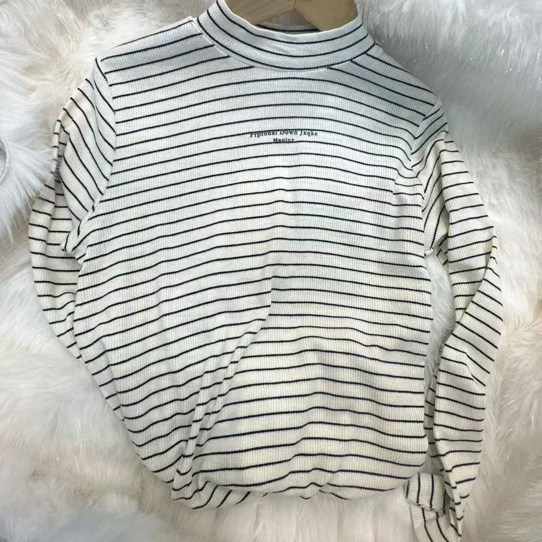 QM2025春季新款条纹中领打底衫 310076