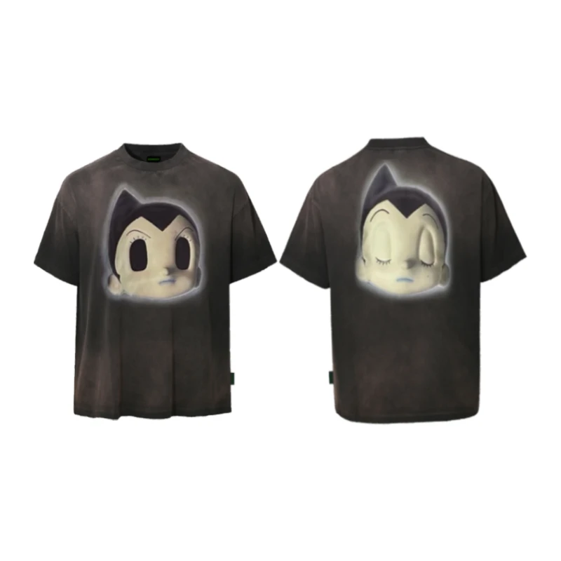 【KONOOT】25ss“阿童木”3D仿真直喷做旧水洗短袖BoxyFit版型