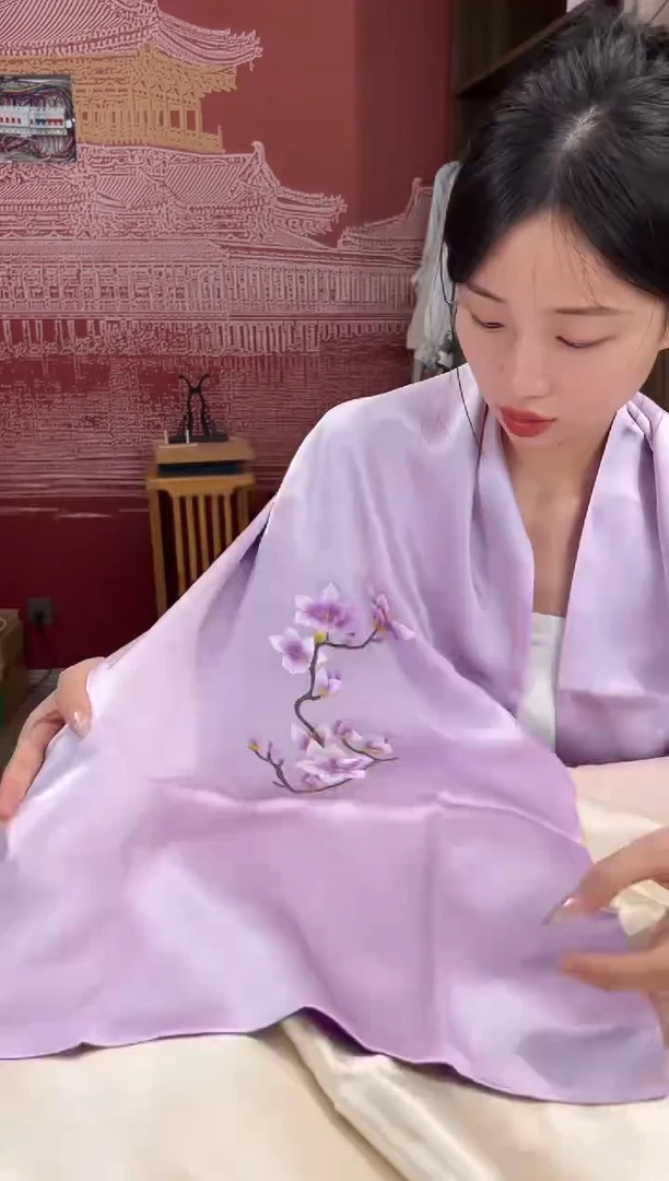 刺绣苏绣100桑蚕丝大披肩