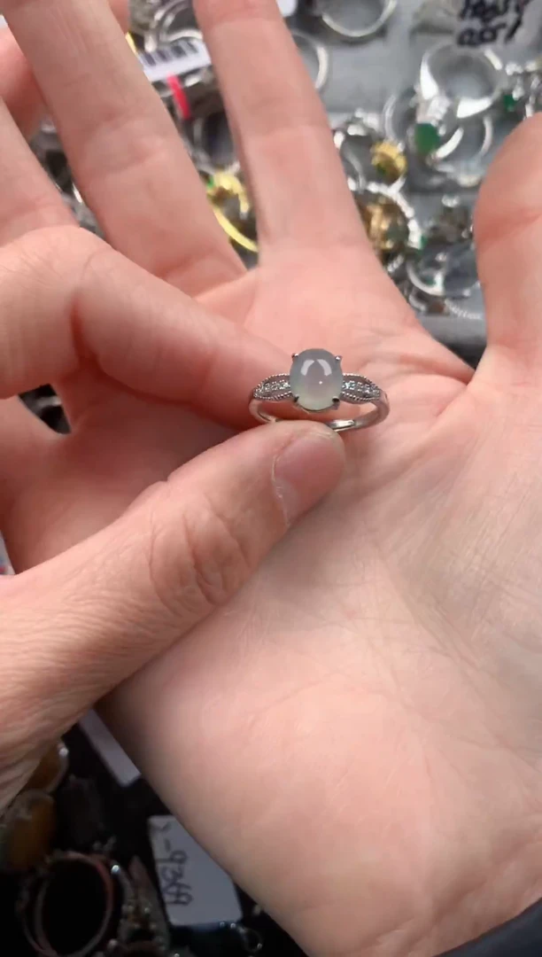 银S925镶嵌戒指翡翠444   3