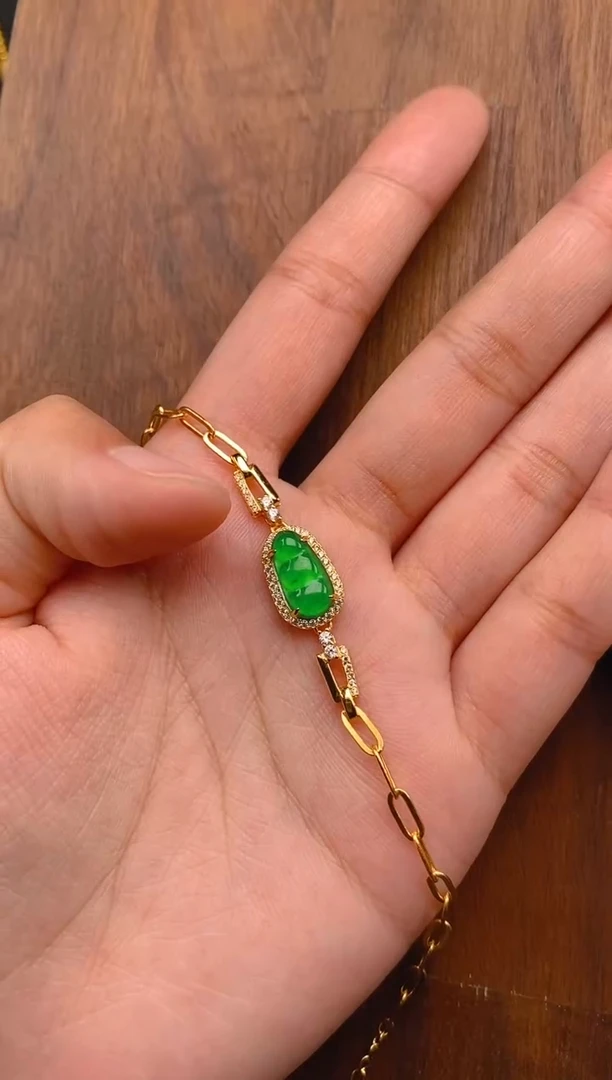 【闪购商品】翡翠手链银S925镶嵌豆子手链