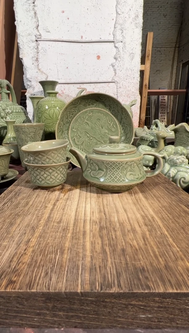 耀州窑钱纹壶+微瑕钱纹杯2