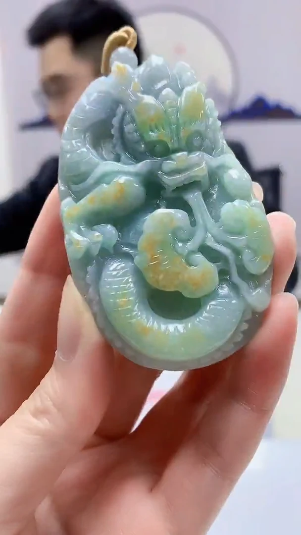 【闪购商品】定制翡翠未镶嵌5153zm-毛货挂件77龙牌