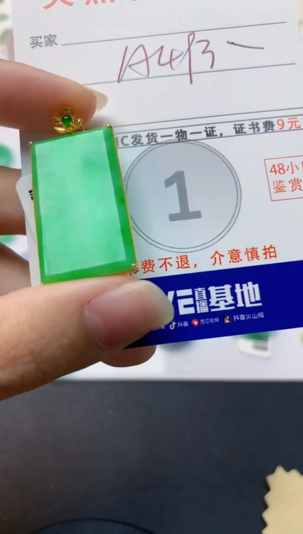 颈饰18K金镶嵌翡翠天然缅甸A货翡翠