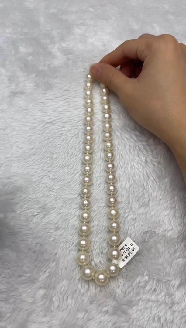 项链银S925镶嵌海水珍珠澳白10-13mm