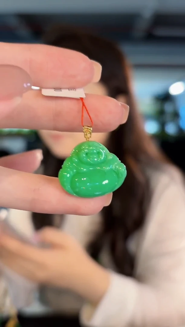 颈饰18K金镶嵌翡翠 缅甸A货/支持复检/一件