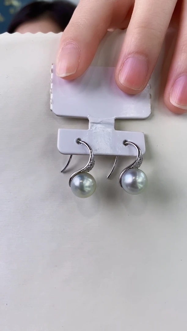 【闪购商品】海水珍珠耳饰银S925镶嵌9-10澳白珍珠耳饰