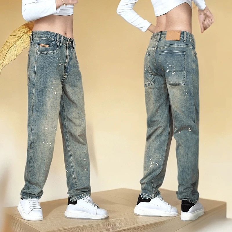 美式经典水洗牛仔裤男春夏新款休闲潮流直筒裤复古宽松百搭阔腿裤