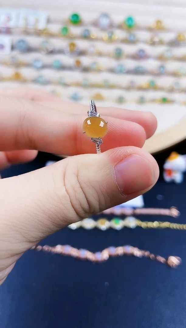 翡翠戒指银S925镶嵌123498